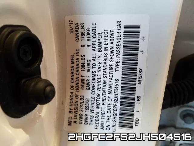 2HGFC2F52JH504516 фото 2