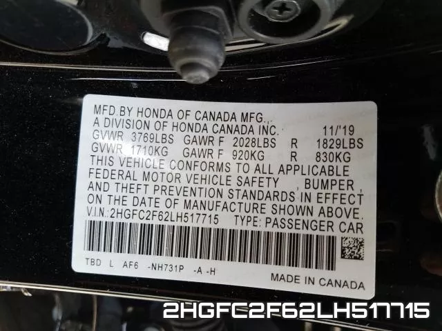 2HGFC2F62LH517715 фото 2
