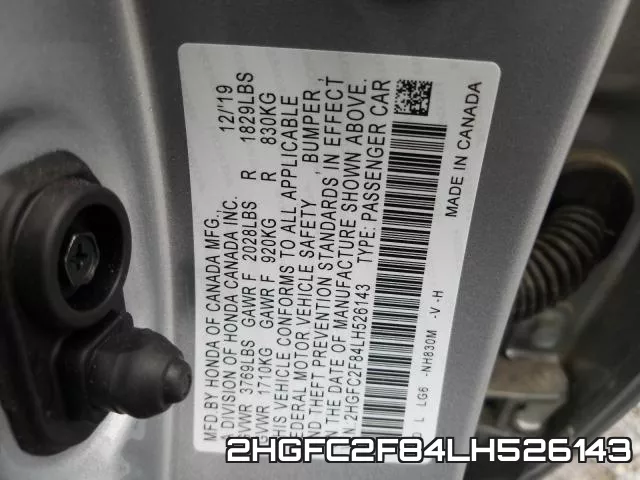 2HGFC2F84LH526143 фото 2