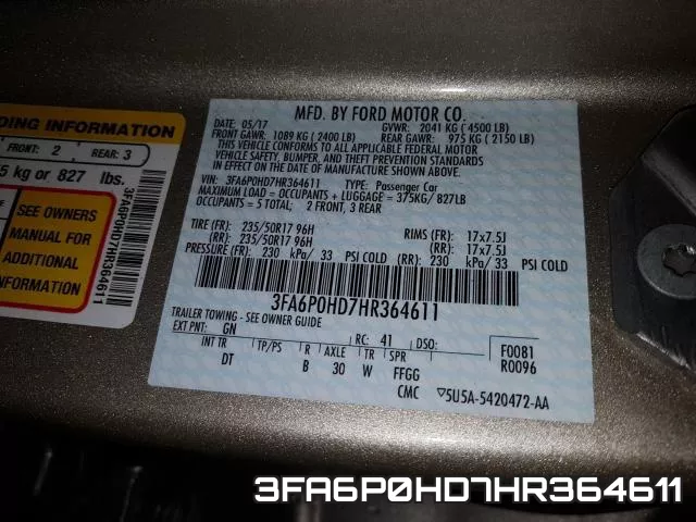 3FA6P0HD7HR364611 фото 2