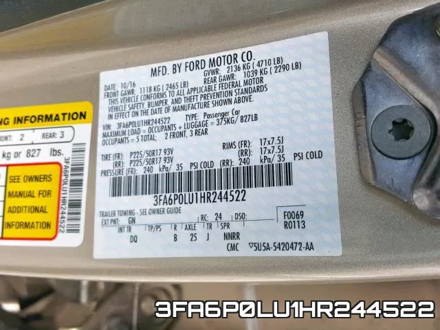 3FA6P0LU1HR244522 фото 2