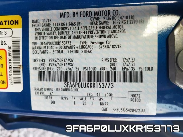 3FA6P0LUXKR153773 фото 2