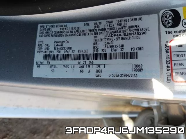 3FADP4AJ6JM135290 фото 2