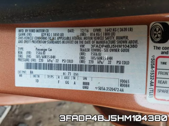 3FADP4BJ5HM104380 фото 2