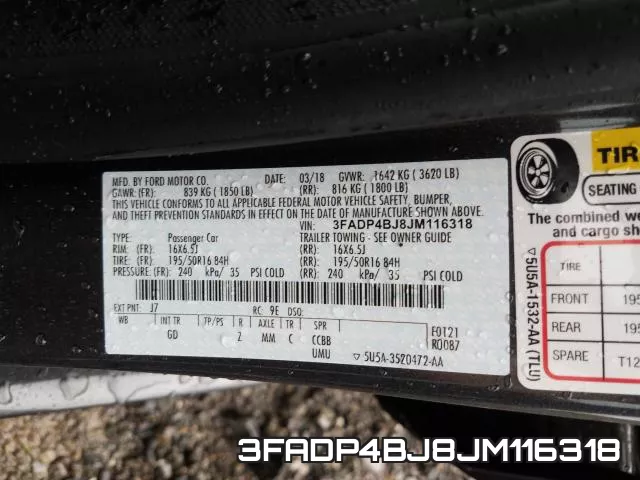 3FADP4BJ8JM116318 фото 2