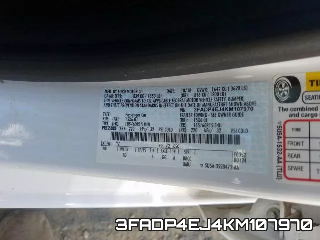3FADP4EJ4KM107970 фото 2