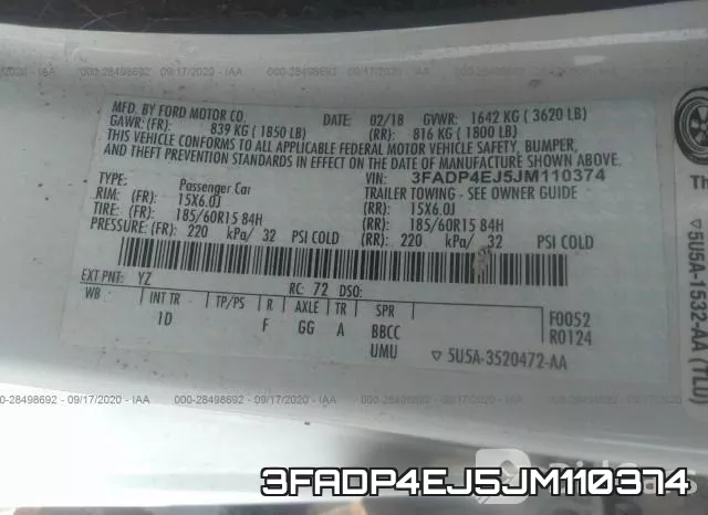 3FADP4EJ5JM110374 фото 10