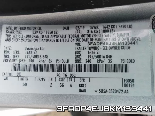 3FADP4EJ8KM133441 фото 2