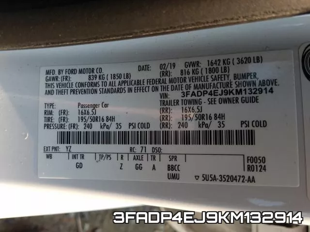 3FADP4EJ9KM132914 фото 2