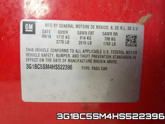 3G1BC5SM4HS522396 фото 2