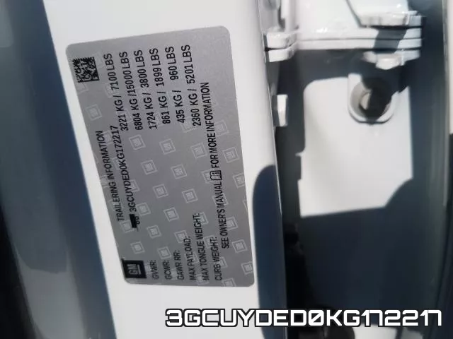 3GCUYDED0KG172217 фото 2