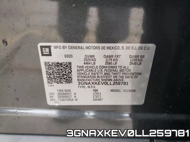 3GNAXKEV0LL259781 фото 2