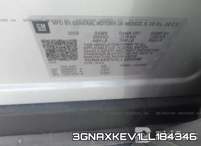 3GNAXKEV1LL184346 фото 10