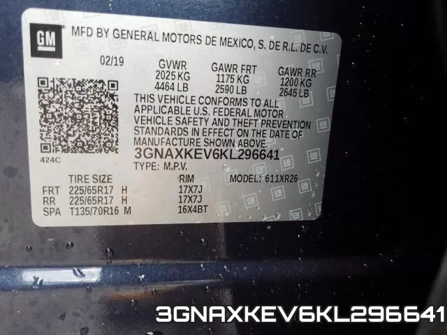 3GNAXKEV6KL296641 фото 2