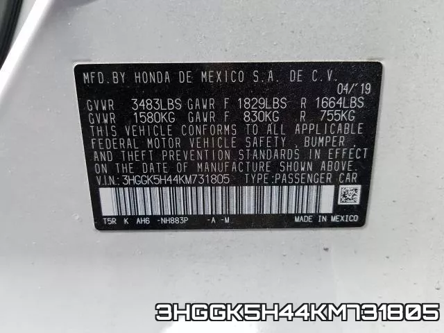 3HGGK5H44KM731805 фото 2