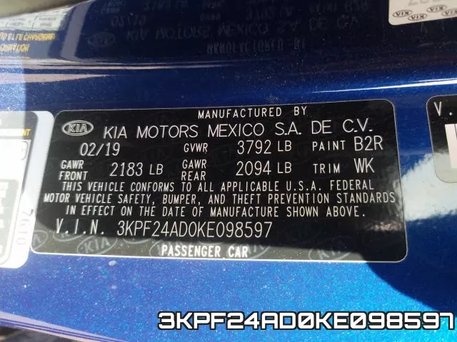 3KPF24AD0KE098597 фото 2