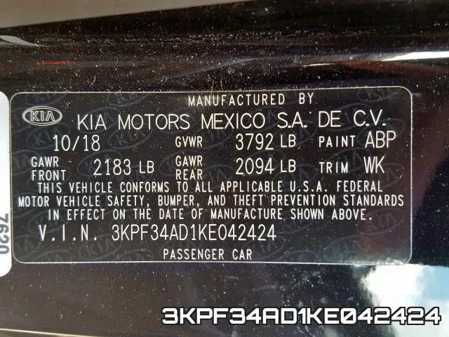 3KPF34AD1KE042424 фото 2