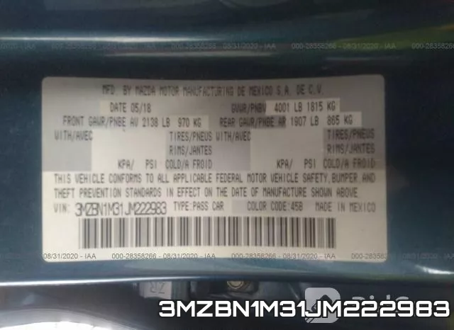3MZBN1M31JM222983 фото 10