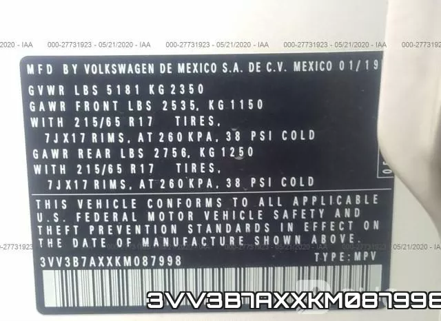 3VV3B7AXXKM087998 фото 9