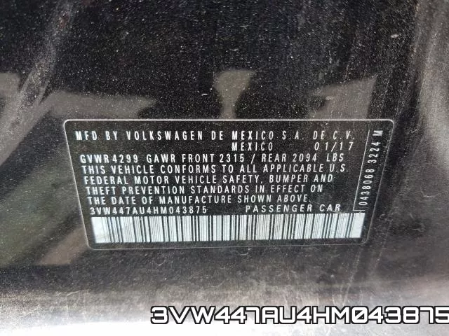 3VW447AU4HM043875 фото 2