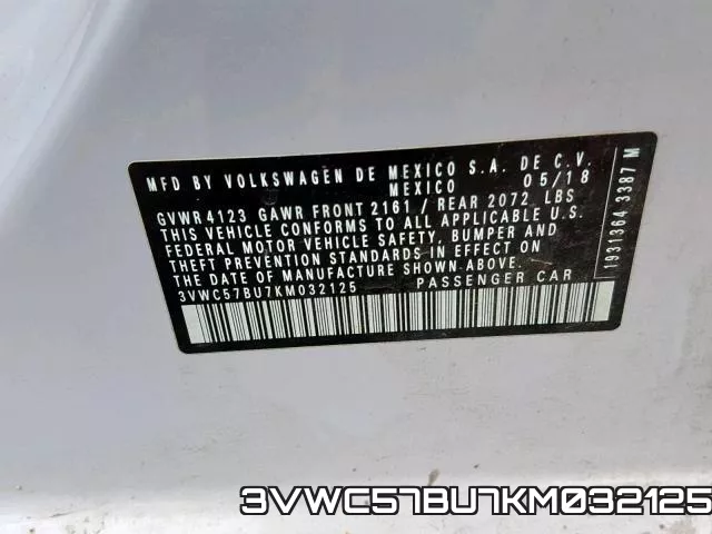 3VWC57BU7KM032125 фото 2