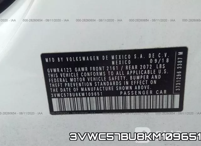 3VWC57BU8KM109651 фото 9