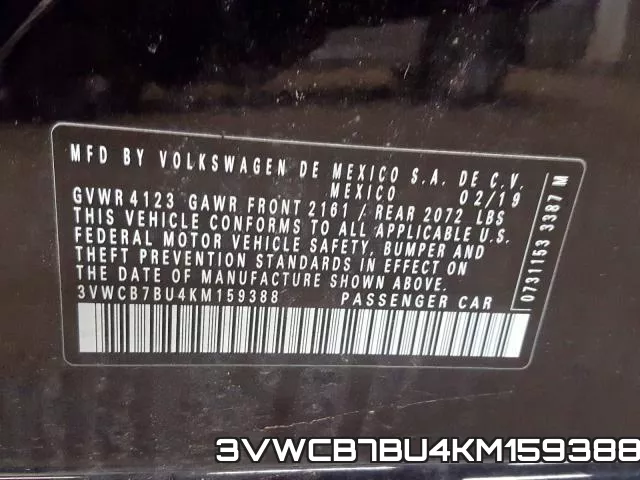 3VWCB7BU4KM159388 фото 2