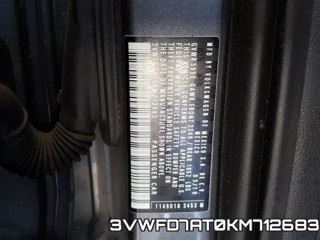 3VWFD7AT0KM712683 фото 2