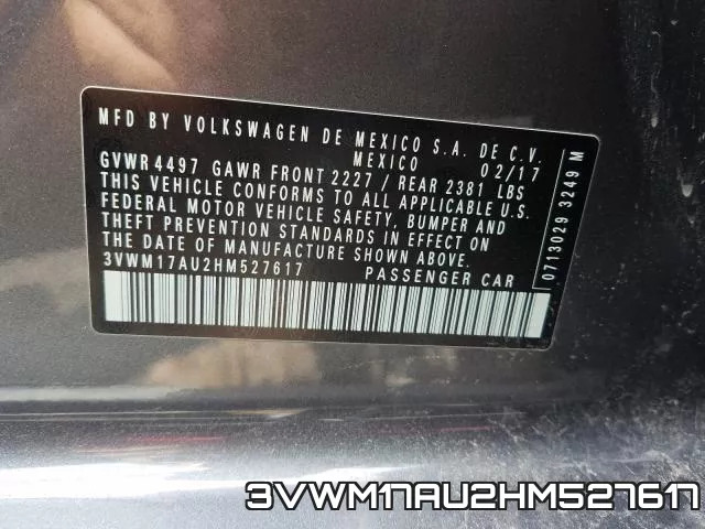 3VWM17AU2HM527617 фото 2