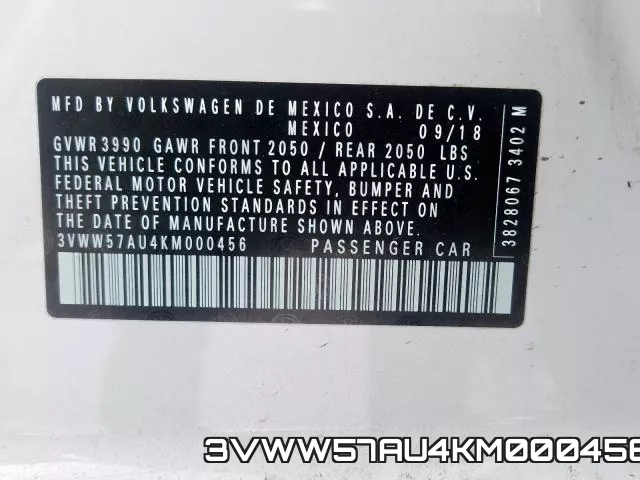 3VWW57AU4KM000456 фото 2