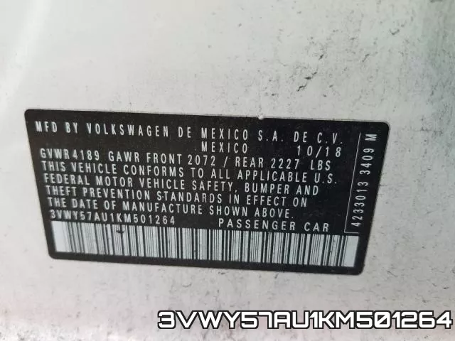 3VWY57AU1KM501264 фото 2