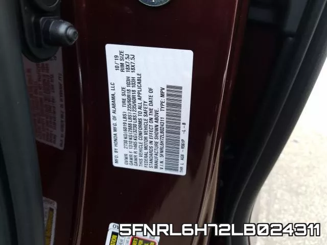 5FNRL6H72LB024311 фото 2