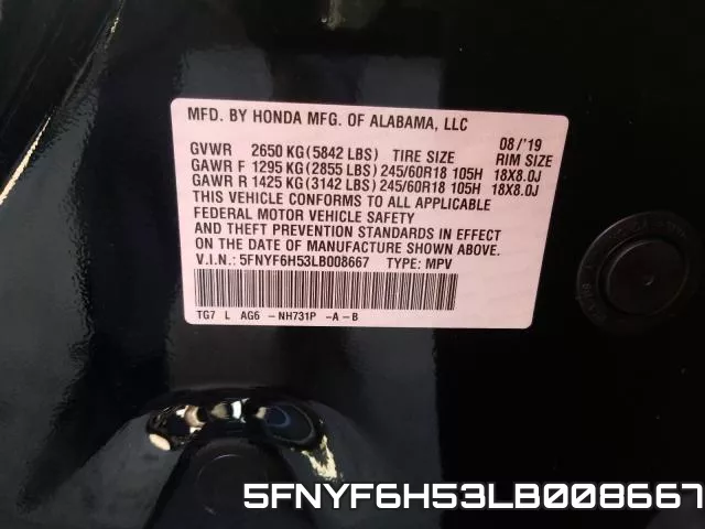 5FNYF6H53LB008667 фото 2