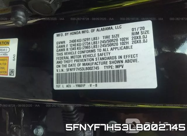 5FNYF7H53LB002745 фото 10