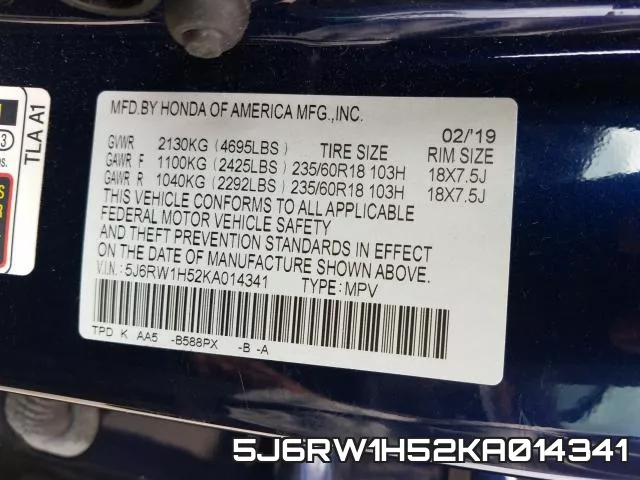 5J6RW1H52KA014341 фото 2
