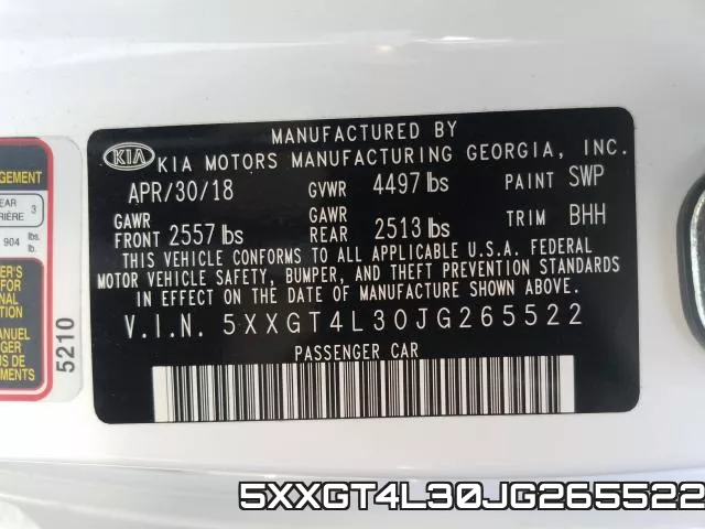 5XXGT4L30JG265522 фото 2