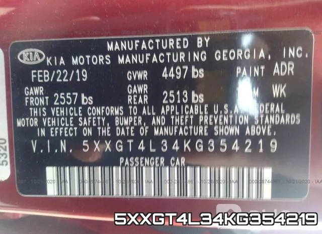 5XXGT4L34KG354219 фото 10