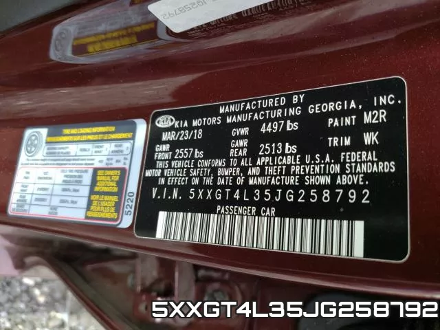 5XXGT4L35JG258792 фото 2