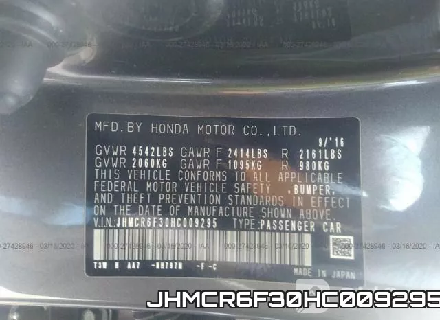 JHMCR6F30HC009295 фото 10