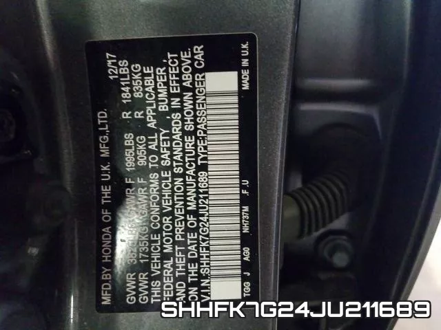 SHHFK7G24JU211689 фото 2