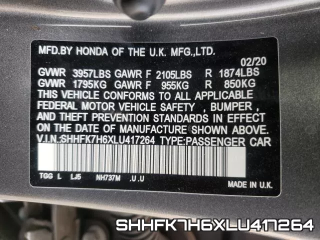 SHHFK7H6XLU417264 фото 2