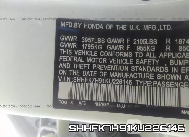 SHHFK7H91KU226146 фото 10