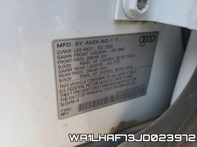 WA1LHAF73JD023972 фото 2