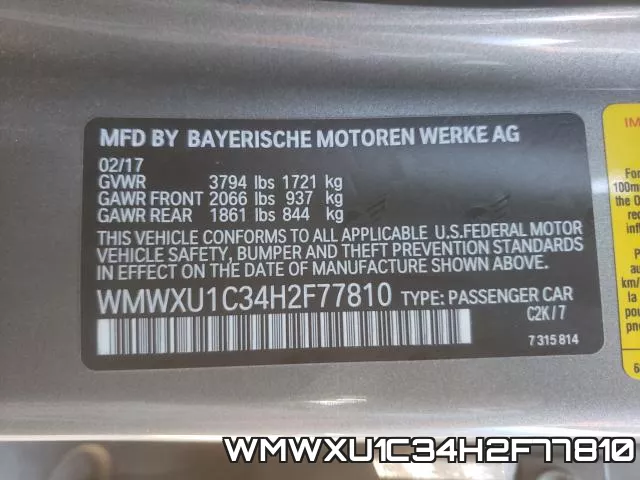 WMWXU1C34H2F77810 фото 2