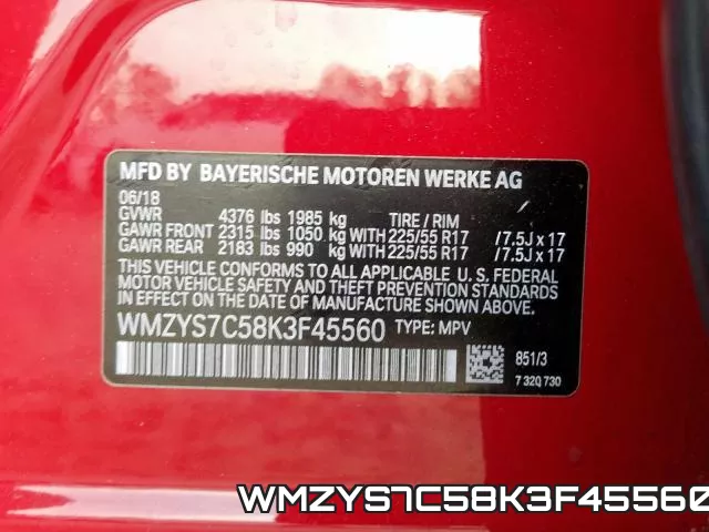 WMZYS7C58K3F45560 фото 2