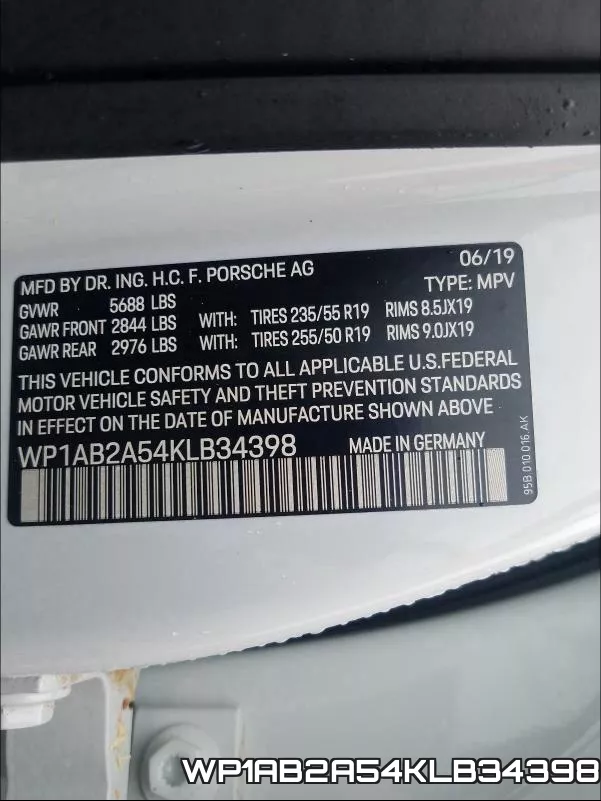 WP1AB2A54KLB34398 фото 2