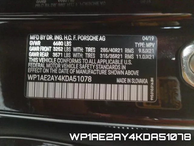 WP1AE2AY4KDA51078 фото 2