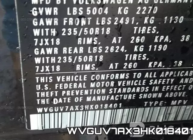 WVGUV7AX3HK018401 фото 10