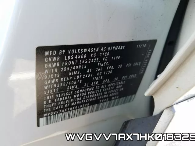 WVGVV7AX7HK018325 фото 2