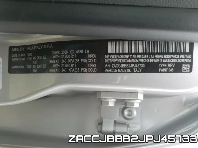 ZACCJBBB2JPJ45733 фото 2